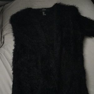 Black eyelash sweater coat
